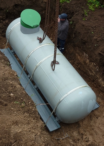 Placement de citernes de gaz enterrées